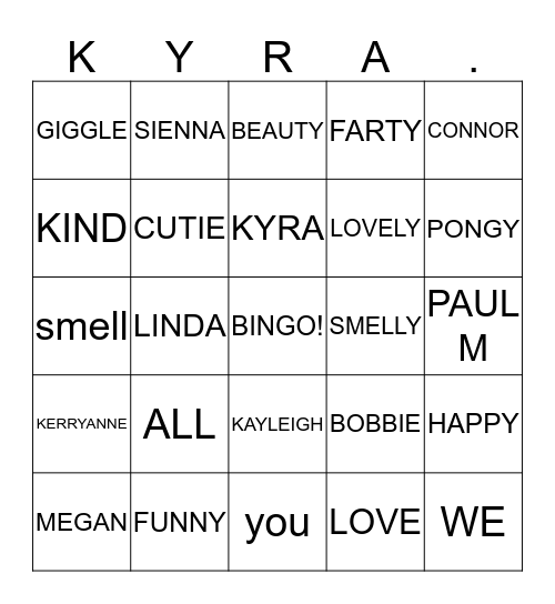 B I N G O Bingo Card