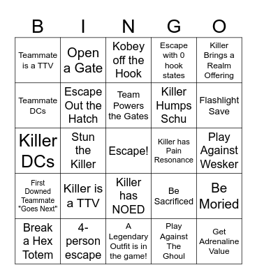 Solo Queue Survivor Bingo Card Bingo Card