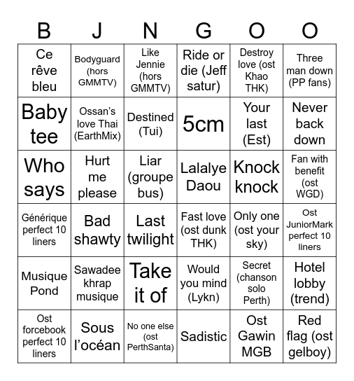Bingo musique LOL Bingo Card
