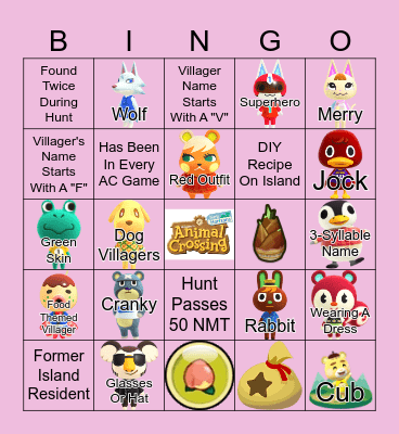 Villager Hunt Bingo~! <3 Bingo Card