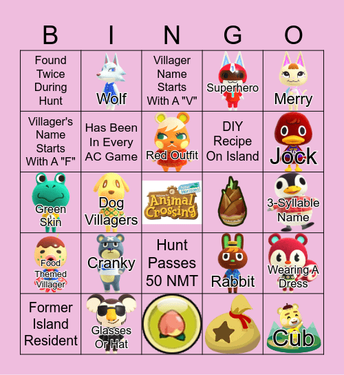 Villager Hunt Bingo~! <3 Bingo Card