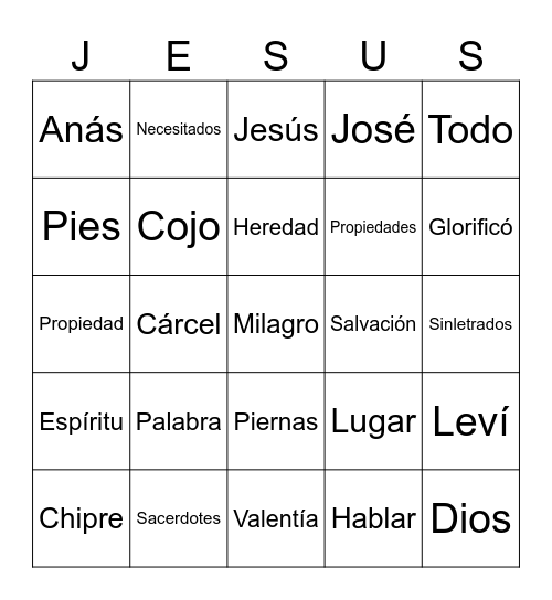 Hechos 4 Bingo Card