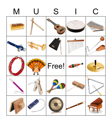 INSTRUMENT BINGO! Bingo Card