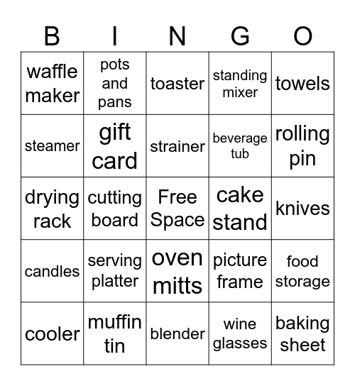 Gift Bingo Card