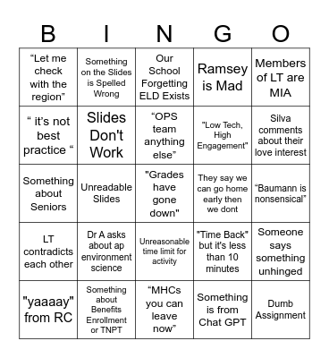 PD Bingo Card