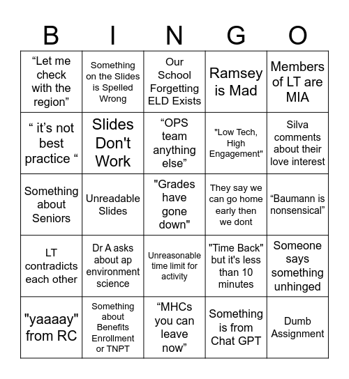 PD Bingo Card
