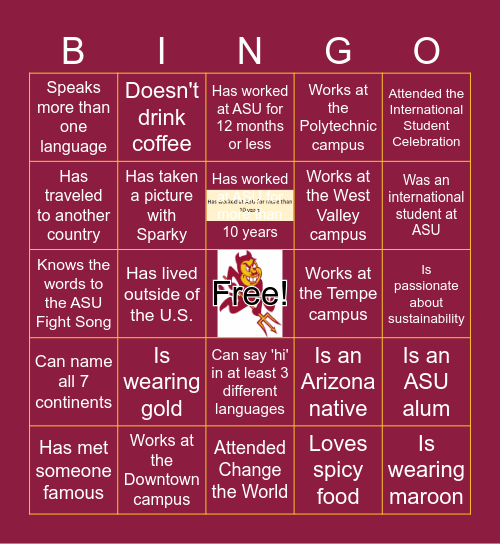 ASU Global Bingo Card