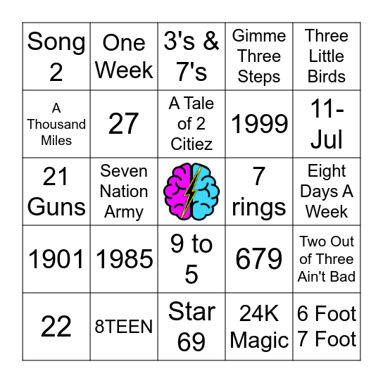 Numerical Names #1 Bingo Card