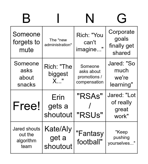last one!!!!!!! Bingo Card