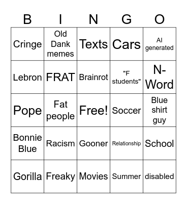 Instagram Reels Bingo Card