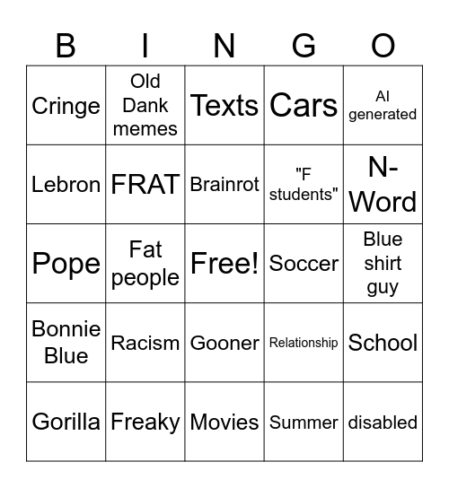 Instagram Reels Bingo Card