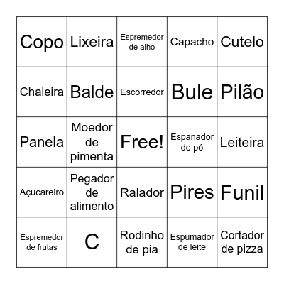 BINGO DE CASA NOVA Bingo Card