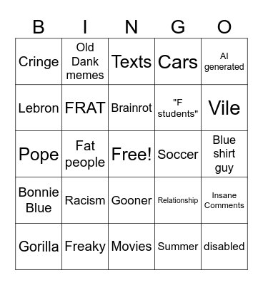 Instagram Reels Bingo Card