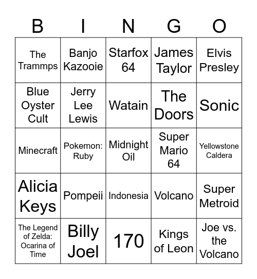 LAVA Bingo Card