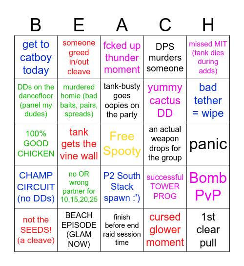 BOOM BAM FLASHBANG Bingo Card