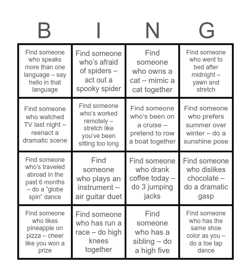Moving Bingo Card