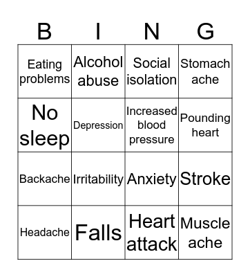 Stressor BINGO Card