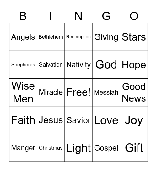 Chrismas Bingo Card