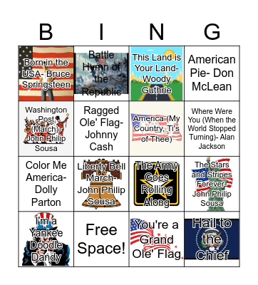 Patriotic Songs! Bingo Card