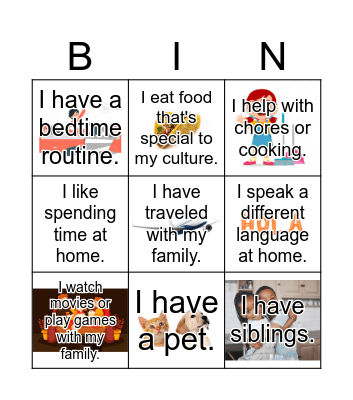 Identity Bingo - Family & Home Bingo Card