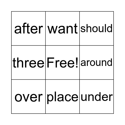 First Grade Bingo Card