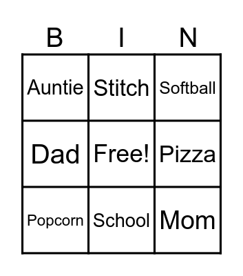 Charlotte Hope's Favorite Things Bingo Card