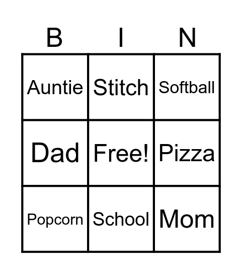Charlotte Hope's Favorite Things Bingo Card