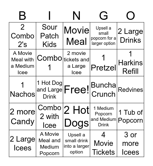 Concession Bingo Card