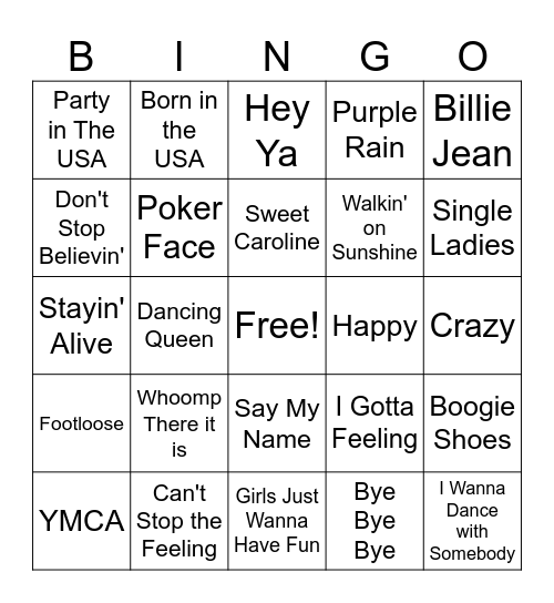 MUSIC BINGO Card