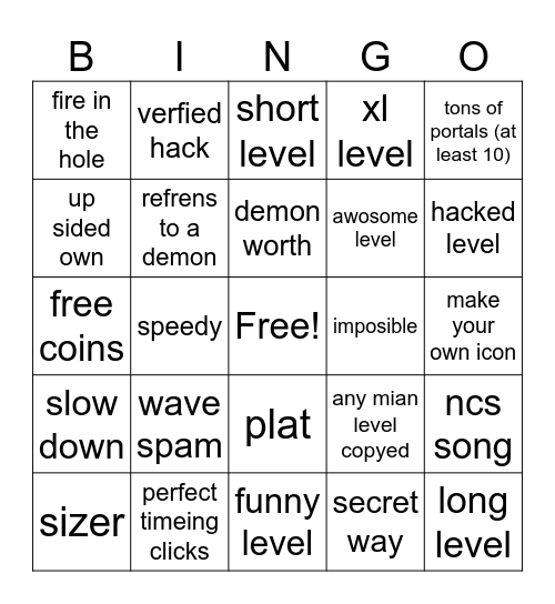 recant tab Bingo Card