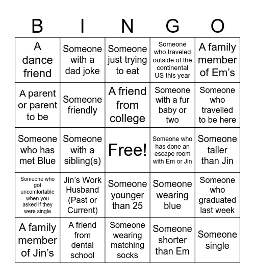 Baby Shower Bingo Card
