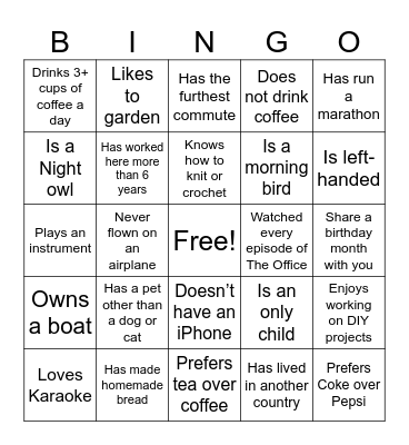 Find a Member Who... Bingo Card