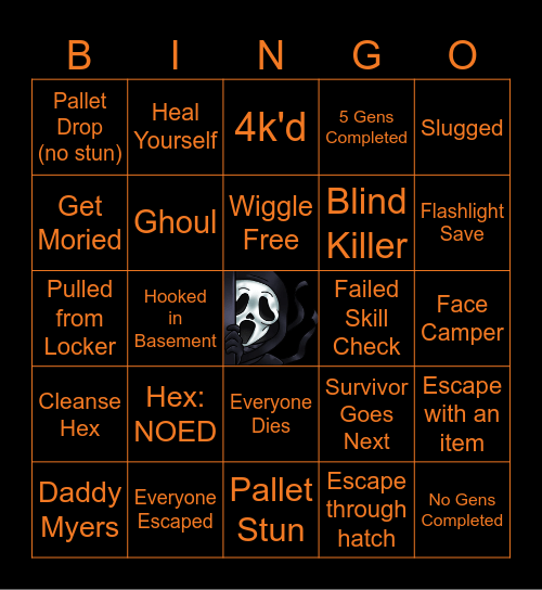 Dead by Daylight Bingo Card