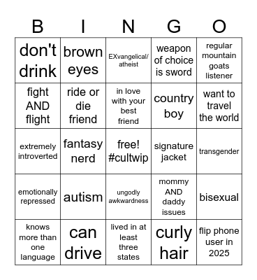 Ramsey Hill Bingo Card