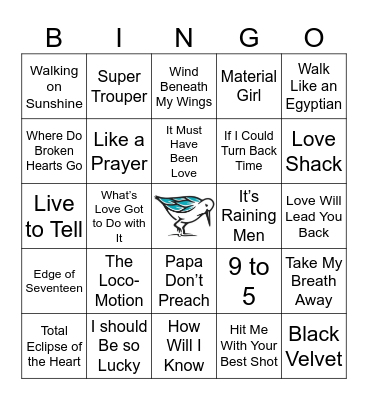 80s Bingo Card