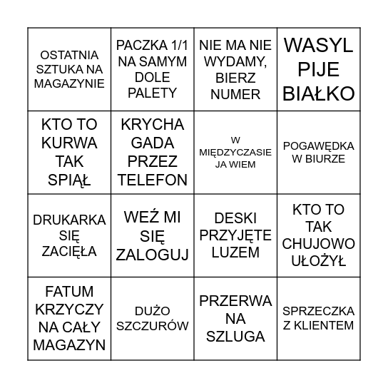 BINGO MAGAZYN Bingo Card