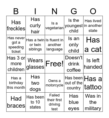 Find someone who... Bingo Card