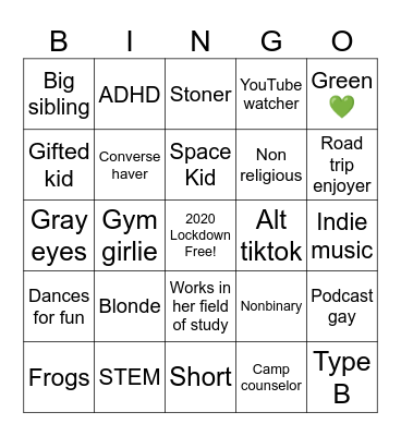Pip Meyers Bingo Card