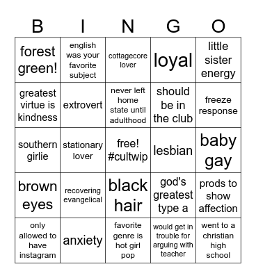 Ruth Sims Bingo Card