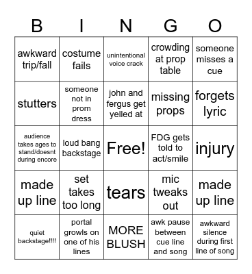 musical Bingo Card