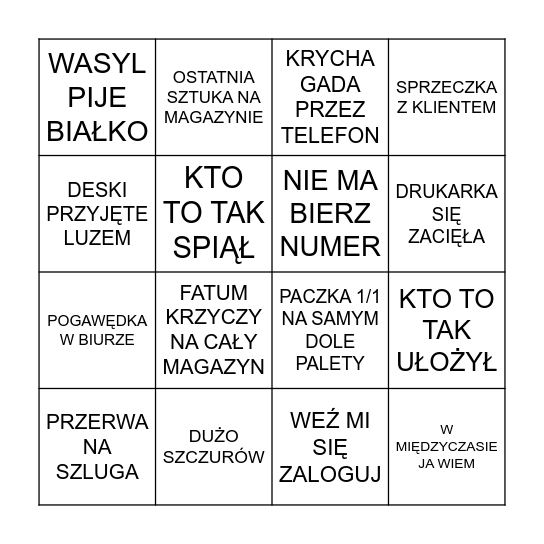 BINGO MAGAZYN Bingo Card