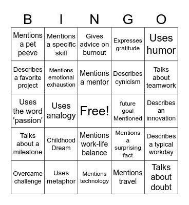 Burnout Bingo Card
