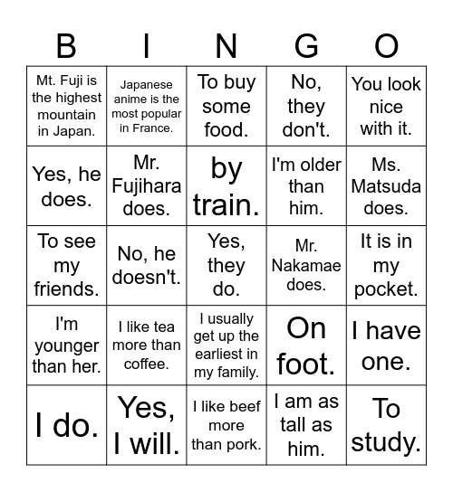 Please Come Here! for the test in June Bingo Card