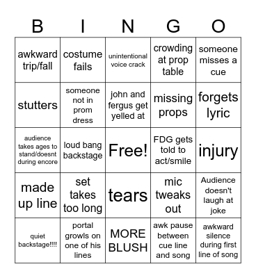 musical Bingo Card