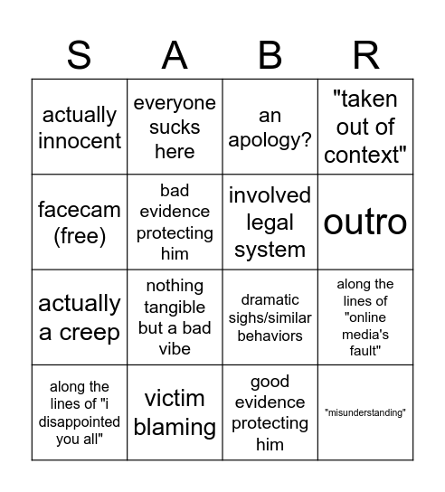 response Bingo Card