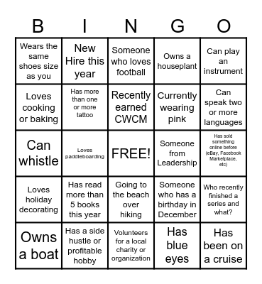 Get to Know You - BINGO! Bingo Card