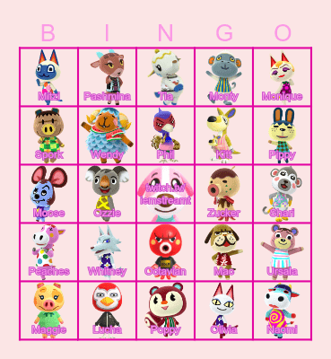 Animal Crossing Villagers deel 2 Bingo Card