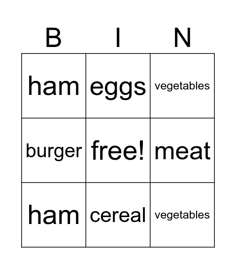 let´s  eat Bingo Card