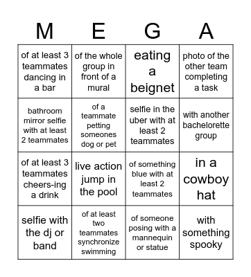 Take a picture... Bingo Card