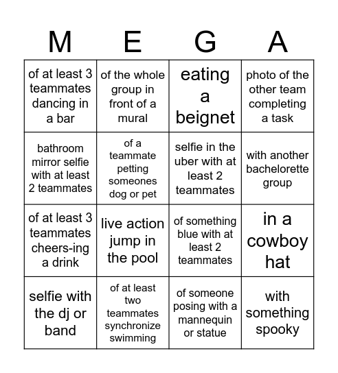 Take a picture... Bingo Card